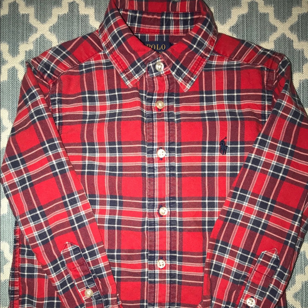 Polo-long sleeve Plaid toddler boy shirt